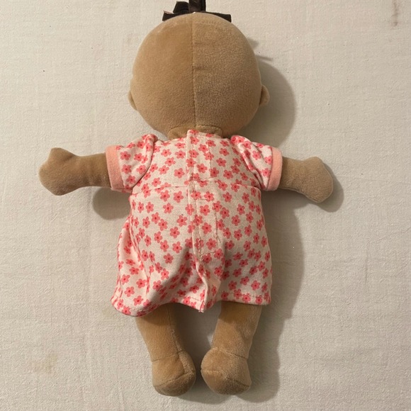 Manhattan Toy Company Stella Baby Doll Plush Toy Brown Girl Pink Flower Dress - Picture 3 of 5